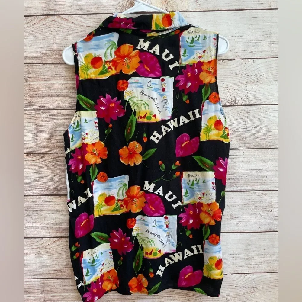 ‎VINTAGE AVANTI BOLD HAWAIIAN PRINT TOP - Picture 6 of 6